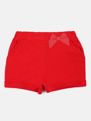 Red Shorts With Bow Applied